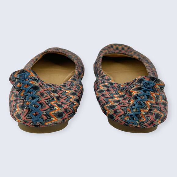 Lucky Brand Emmie Pink Orange Multi Zigzag Chevron Fabric Ballet Flats 6 - Picture 4 of 11